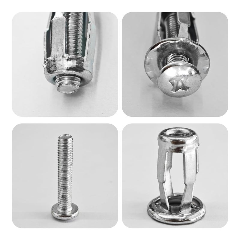AUXBC 16PCS M5 x 25mm Petal Nuts, Expansion Screw Jack Nuts, Carbon Steel Rustproof Corrosion-Resistant Fasteners for Securing Thin Soft Wall, Hollow Wall, Iron Skin, Metal Plate Frame Container Tag - Image 3